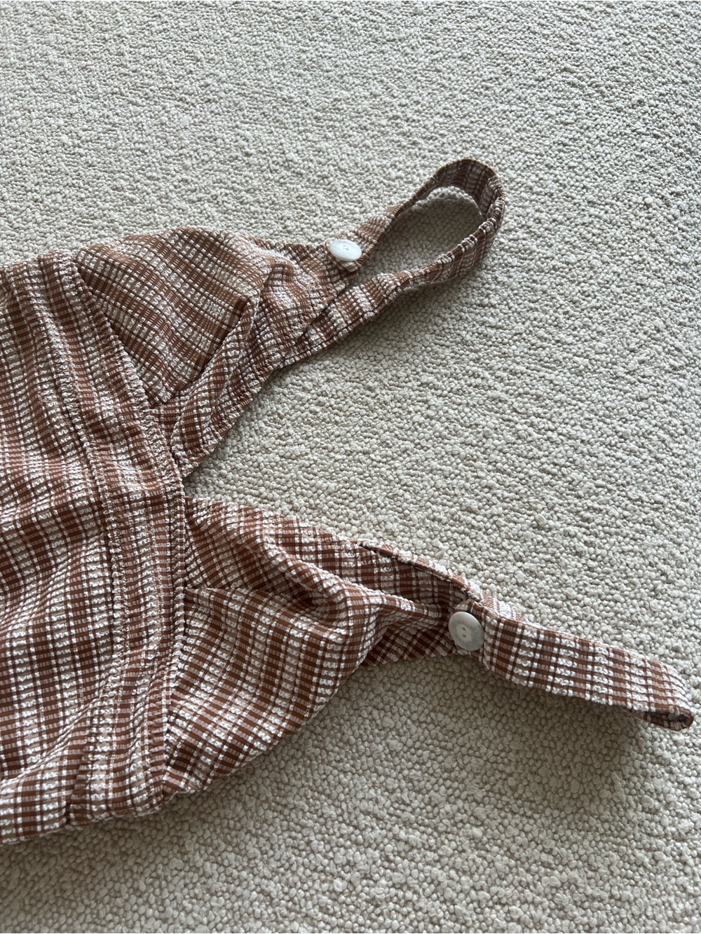Sezane Brown Plaid One-Piece Swim Suit